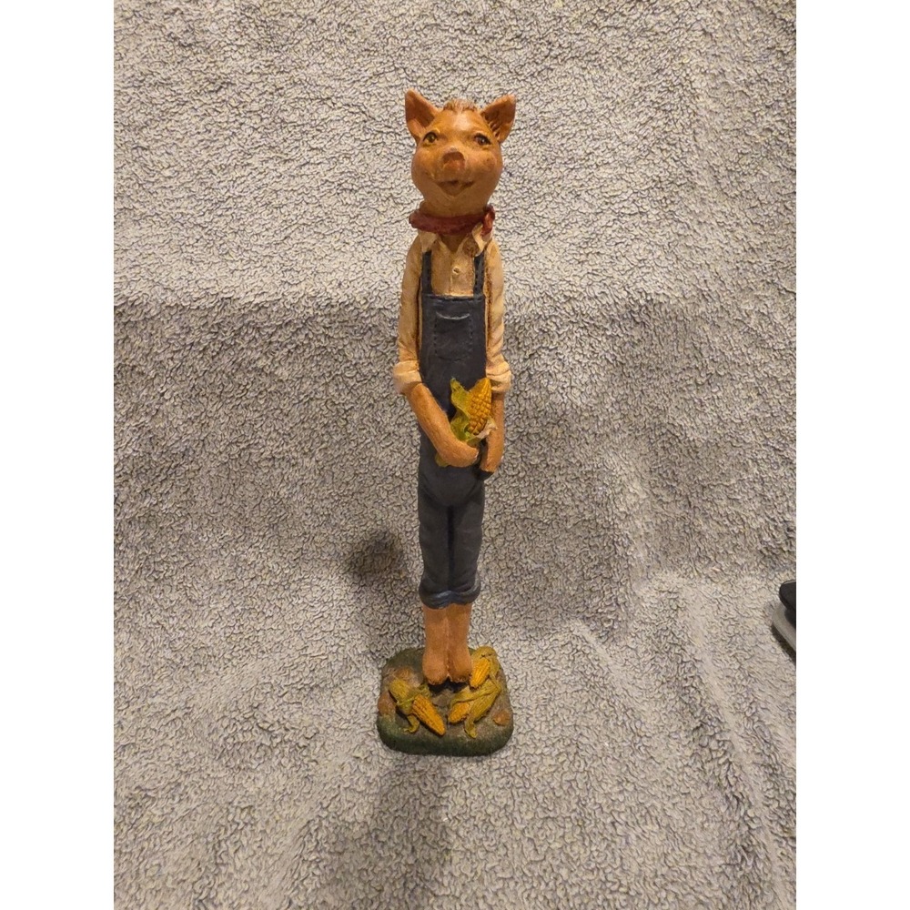 Jim Shore‎ 1992 Vintage Tall Pig Farmer With Ears Of Corn 10.5 Inches Harvest
